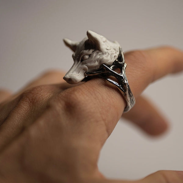 Handmade Signet Fox Mens Ring, Sterling Silver Wild Fox Man shops Ring, Signet Boho Fox Men Ring, 925 Silver Animal Men Jewelry, Red Eye Fox Ring