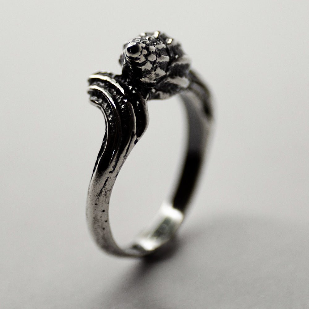 Small Shell ring - dainty silver siren core ring with a shell on top