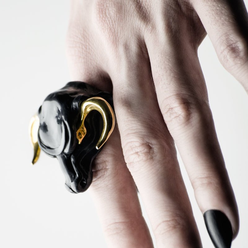 BLACK MINOTAUR RING - final sale - Macabre Gadgets Store