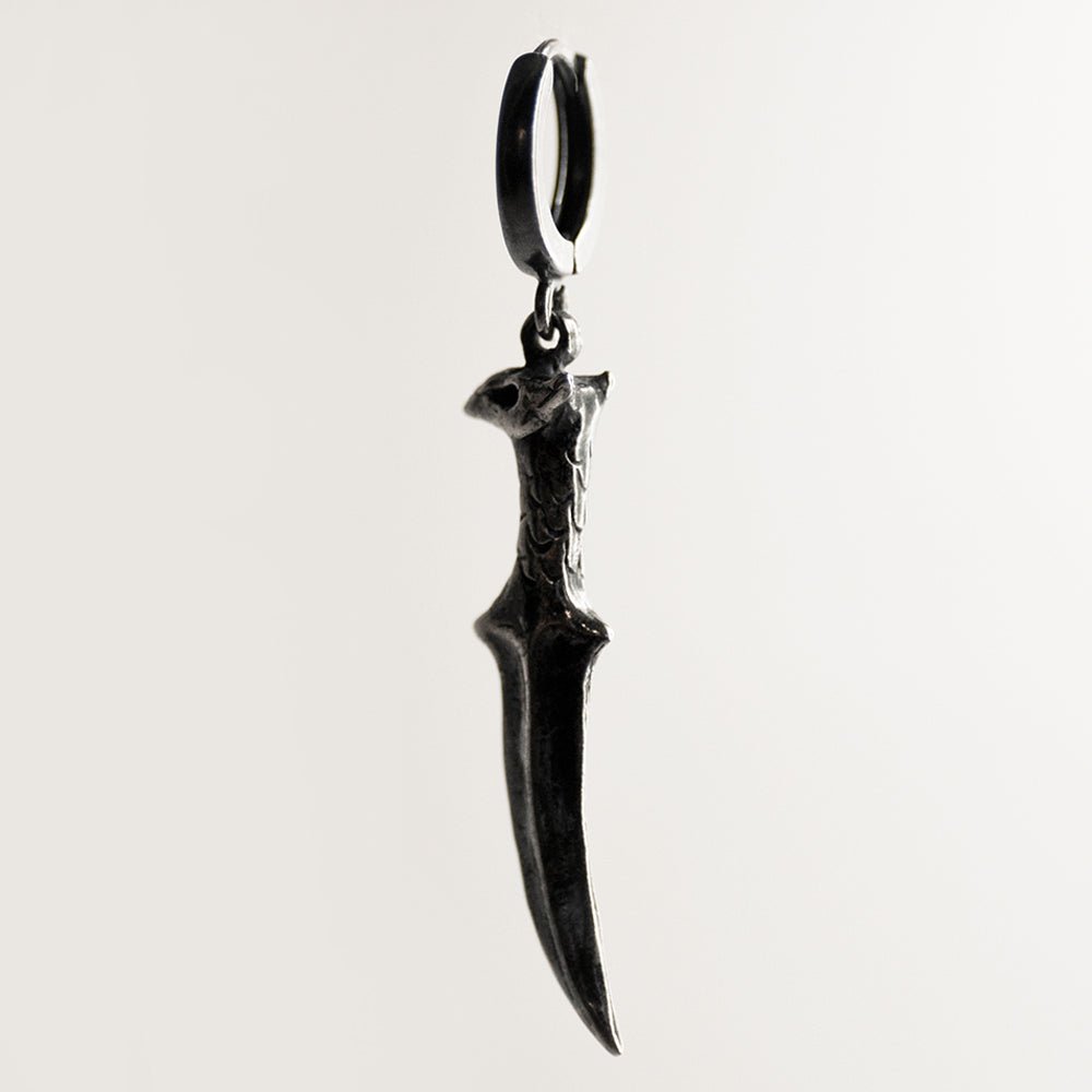Griffin Sabre earring - sabre shaped silver earring, gothic earring product representation shot