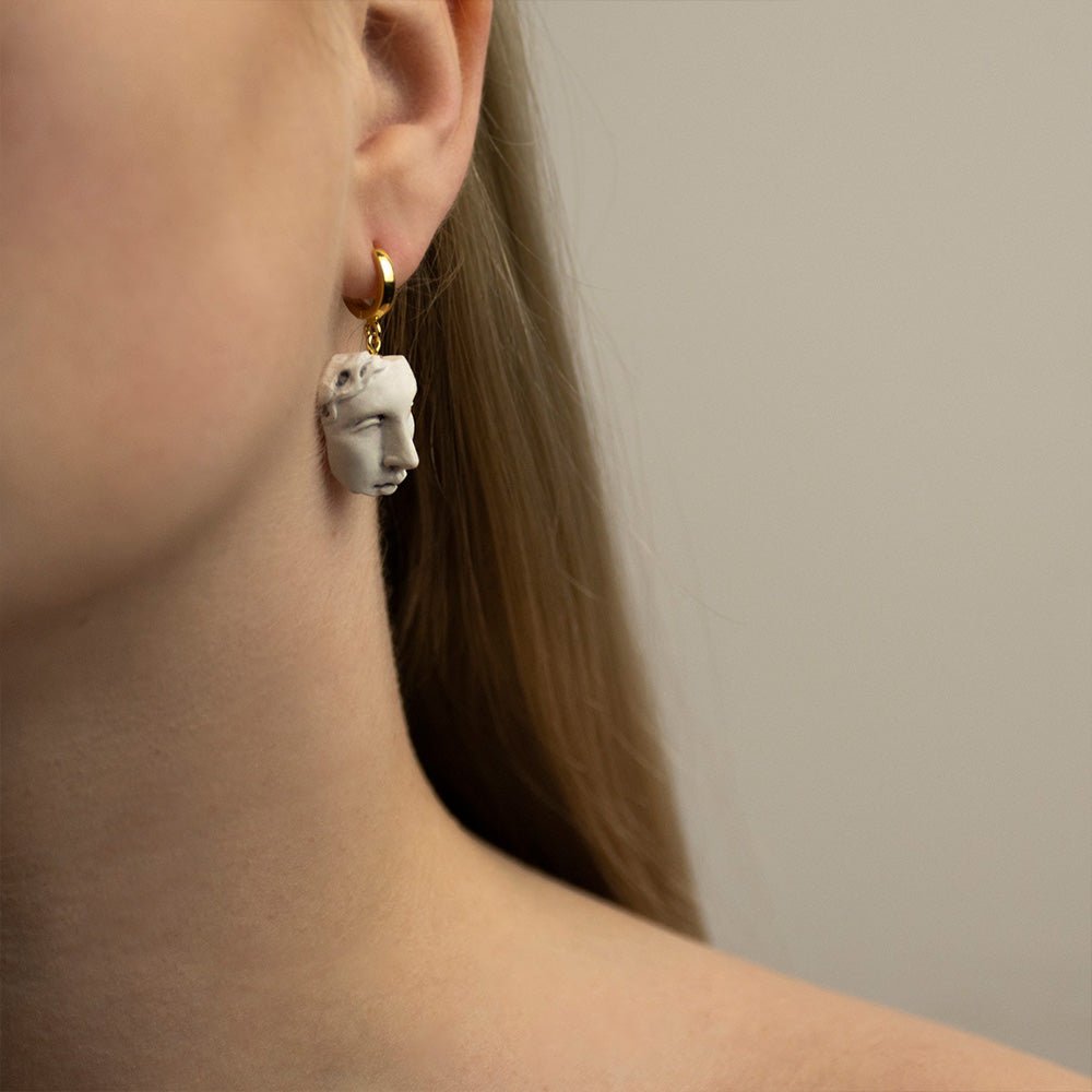 Helen earring on a female model with long hair