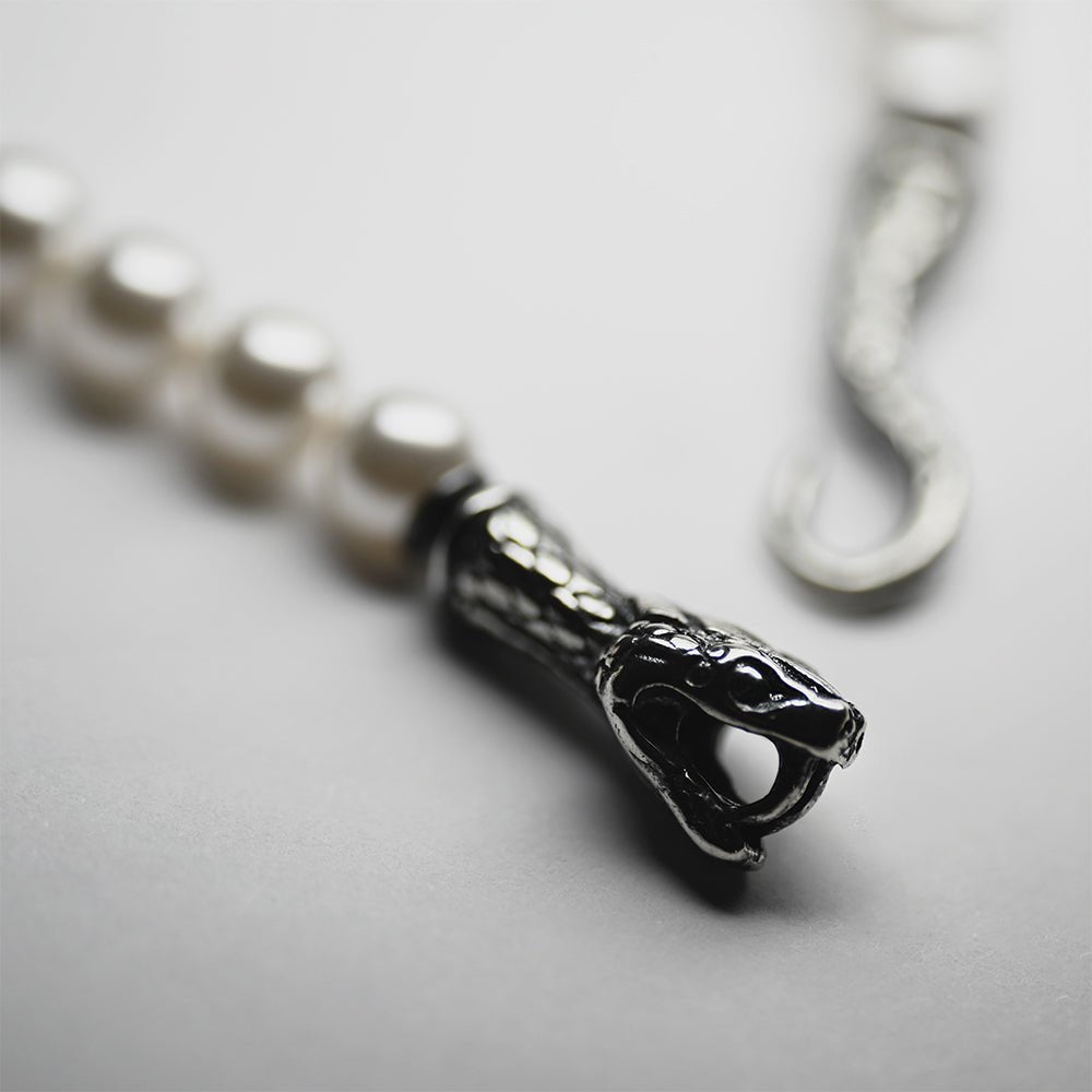 Ophidian Snake Choker - close up of the sterling silver snake's head