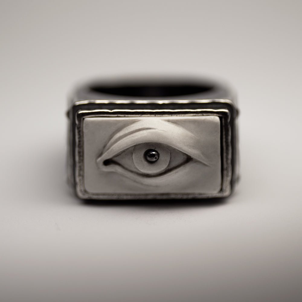 Oracle Gothic Eye Ring - white variant - front view, eye detail is clearly visible