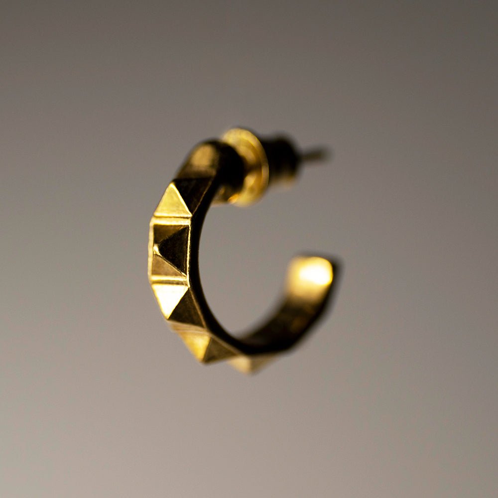 Studs Hoop earring - small hoop decorated with studs, with stud lock in gold plated silver