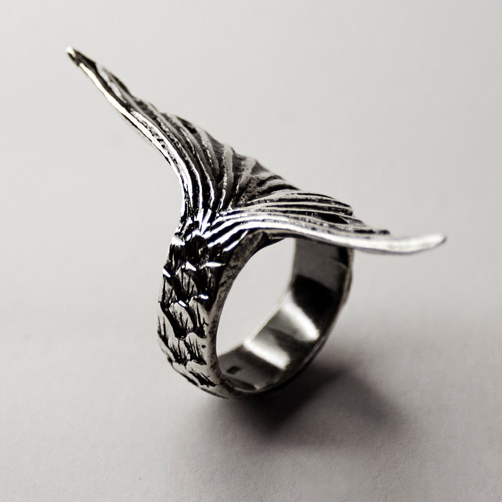 Siren ring  - sterling silver ring in a shape of mermaid tail bended around the finger