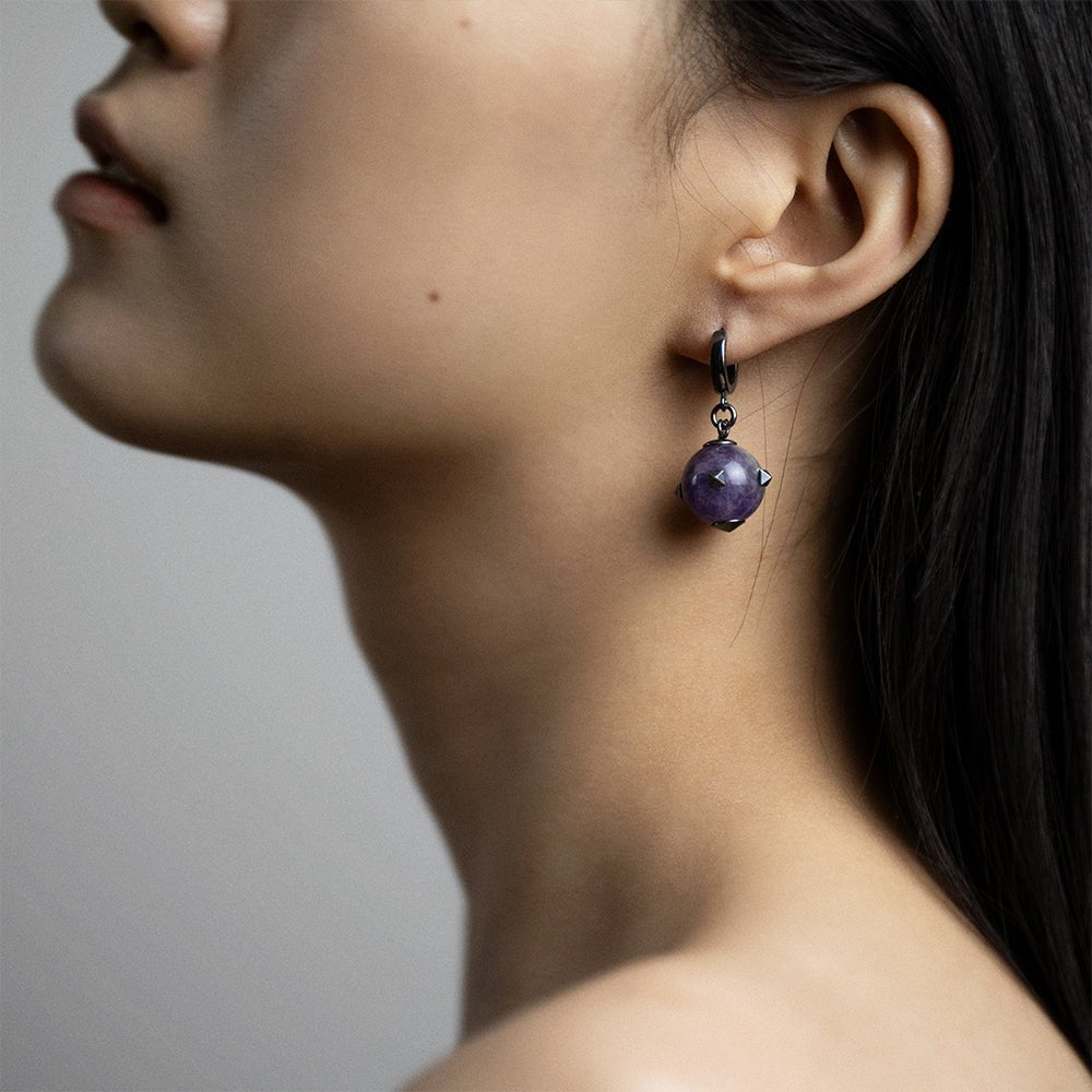 THISTLE AMETHYST EARRING - Macabre Gadgets Store