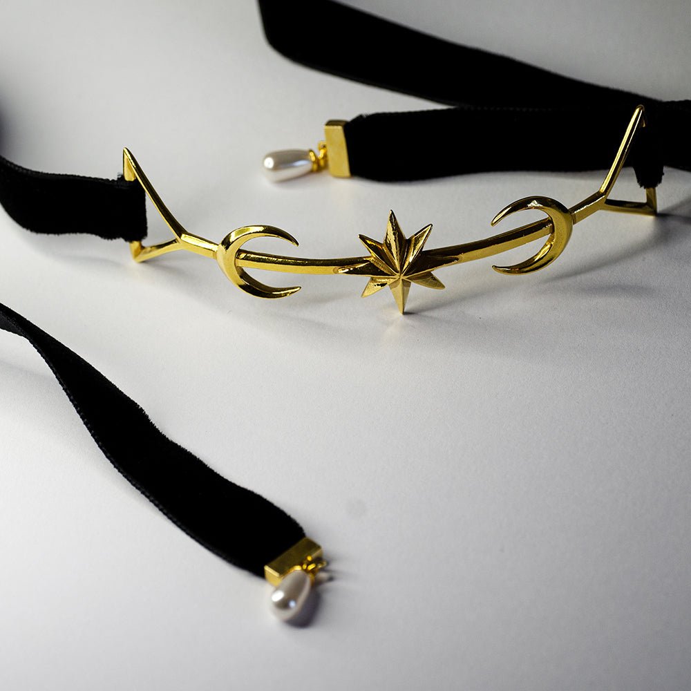 TWIN MOON CROWN - GOLD - Macabre Gadgets Store