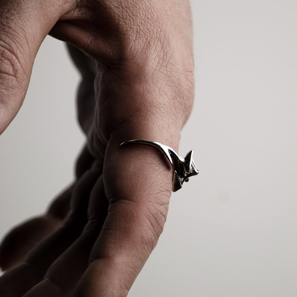 Male model wearing Vertebra ring - close-up