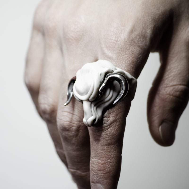 WHITE MINOTAUR RING - final sale - Macabre Gadgets Store