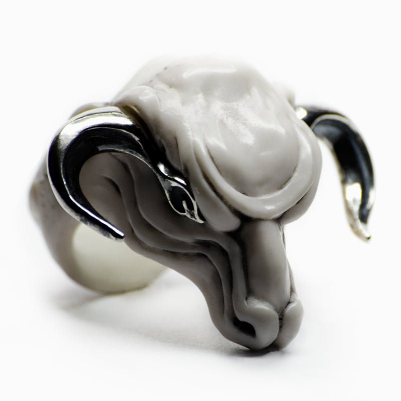 WHITE MINOTAUR RING - final sale - Macabre Gadgets Store