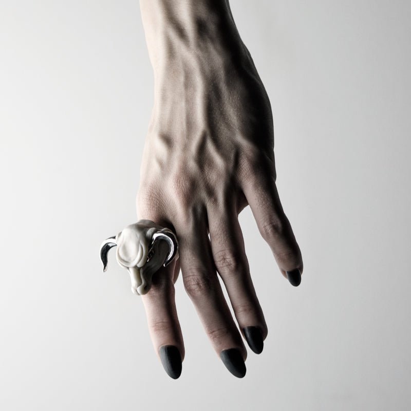 WHITE MINOTAUR RING - final sale - Macabre Gadgets Store