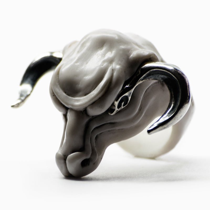 WHITE MINOTAUR RING - final sale - Macabre Gadgets Store
